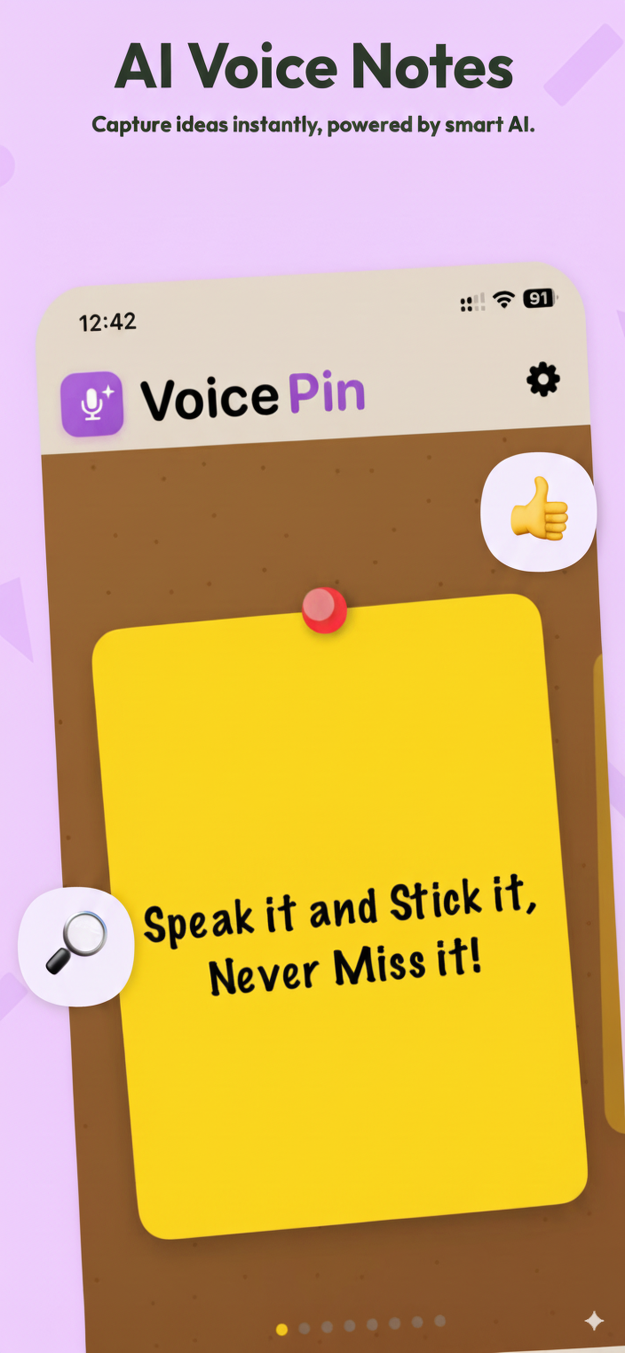 Voice capture screen for AI voice notes